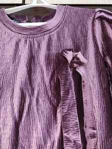 Purple Midi Dress with Bow Detail