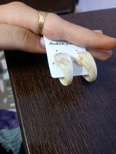 Milky White Stylish Hoops With Creamish Touch