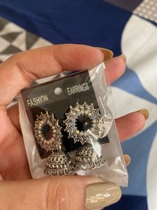Silver Jhumka Earrings