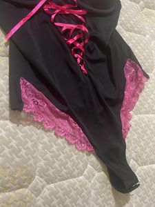 Black &amp; Pink Lace Bodysuit