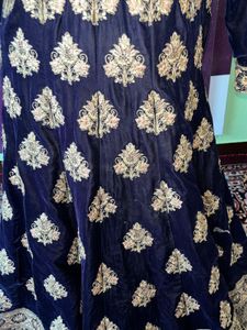 Blue Velvet Embroidered Anarkali
