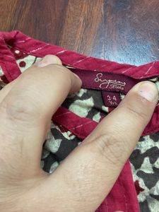 Brown Floral Print Kurta Set