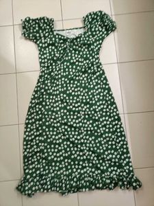 Floral Print Puff Sleeves A-line Dress(UNWORN)