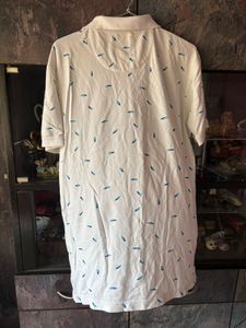 White Leaf Print Polo Shirt