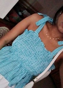 Korean Style Gingham Peplum Top