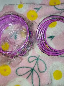 Purple Beaded Bangle Set