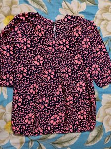 Navy Blue with Pink Floral Top