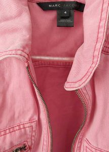 Pink Cropped Zipper Jacket