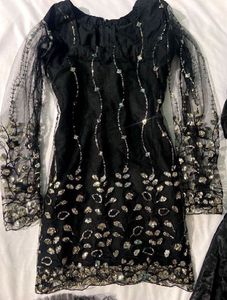 Black And Gold Sharara Set