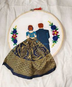 Couple Embroidery Wooden Hoop