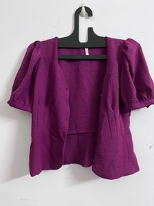 Purple Puff Sleeve Top