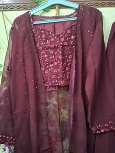 Maroon Embroidered Kurta Suit