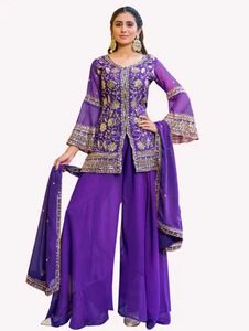 Purple Embroidered Kurta Set