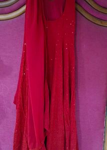 Red Sequin Ethnic Gown