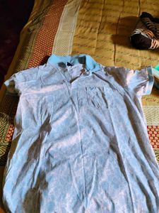 Blue Patterned Polo Shirt