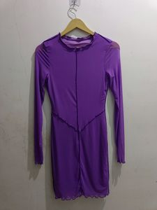 Purple Mesh Mini Dress