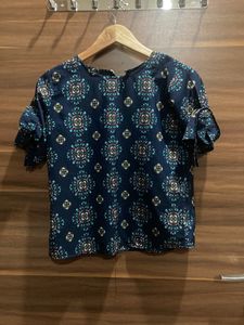 Printed Navy Blue Top
