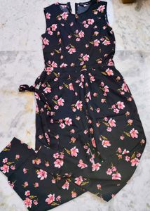 Black Jumpsuit with Floral Print