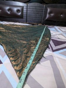 Bottle green &amp; Golden Wide leg skirt