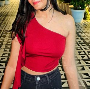 One-Shoulder Maroon Top (S)