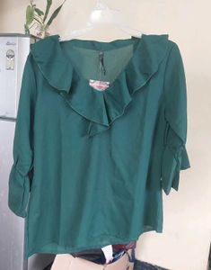 Green Ruffle Top