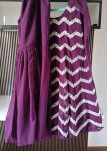 purple Sleeveless suit set with duppata