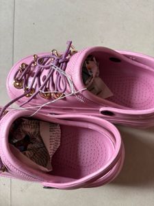women girl Pink Embellished Clogs
