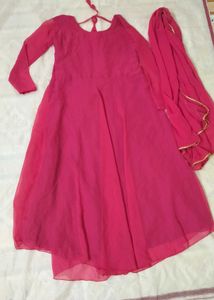 Rani Pink Frock With Dupatta