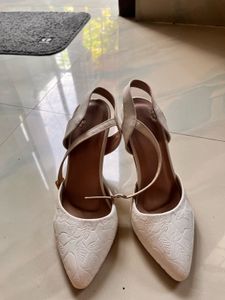 White Floral Heels