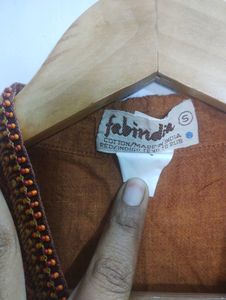 Fabindia Rust Orange Cotton Kurta(Women)
