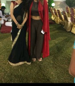 Black Red Party Wear Saree