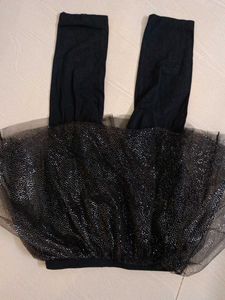 Skirt With Pant Black Partywear