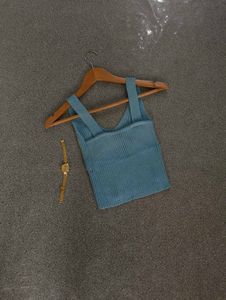 Blue Knit Tank Top