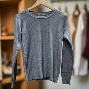 Gray Cable Knit Sweater