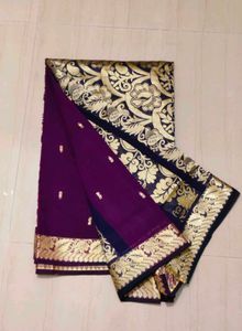 Elegant Purple &amp; Gold Saree