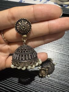 4 Pair Oxidised Jhumka Earrings