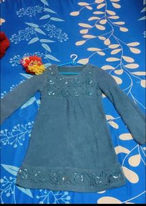 Blue Woolen Dress