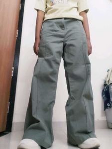 Olive Green Wide Leg Trousers