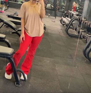 Red Flared Up Pants