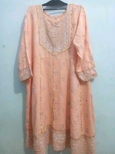 Peach Embroidered Kurti