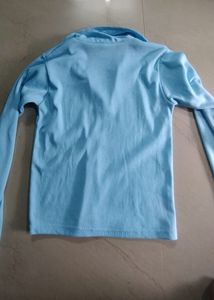 Sky Blue Long Sleeve Polo Top