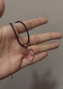 Pink Heart Pendant With Black Necklace ✨