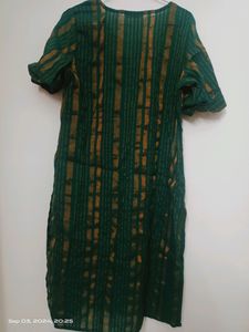 Green Kurta With Golden Strips