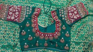 Gorgeous Green &amp; Pink Saree