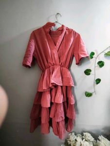 Layered Shirt Collar Flared Sleeve Fit &amp; Flare Dre