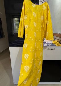 Yellow Printed Kurta Set