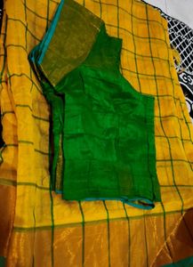 Yellow & Green Saree with Blouse