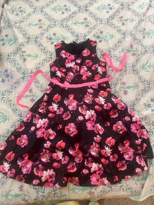 Satin Floral Frock For 8-10 Years