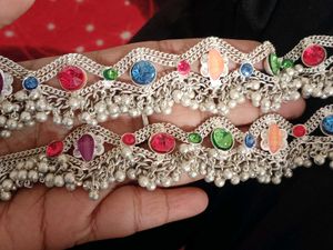 Silver Pleated Anklets