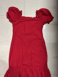 Red Puff Sleeve Mini Dress